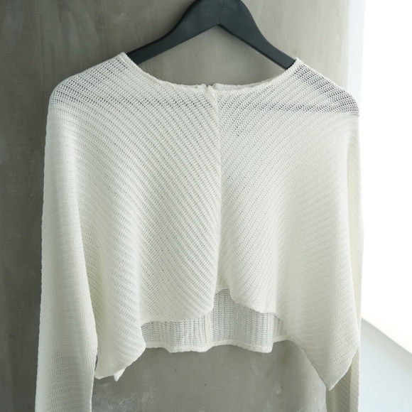 Sheer Light Knit Crop Top Sweater - Picture 2 of 7